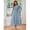 imageSimplee Womens Boho Floral Maxi Dress Flowy Casual V Neck Short Sleeve Wedding Guest Holiday Beach Long Dress1blue