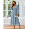 imageSimplee Womens Boho Floral Maxi Dress Flowy Casual V Neck Short Sleeve Wedding Guest Holiday Beach Long Dress1blue