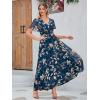 imageSimplee Womens Boho Floral Maxi Dress Flowy Casual V Neck Short Sleeve Wedding Guest Holiday Beach Long Dress1blue