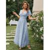 imageSimplee Womens Boho Floral Maxi Dress Flowy Casual V Neck Short Sleeve Wedding Guest Holiday Beach Long Dress1blue1