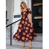 imageSimplee Womens Boho Floral Maxi Dress Flowy Casual V Neck Short Sleeve Wedding Guest Holiday Beach Long Dress1burgundy