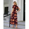 imageSimplee Womens Boho Floral Maxi Dress Flowy Casual V Neck Short Sleeve Wedding Guest Holiday Beach Long Dress1burgundy