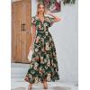 imageSimplee Womens Boho Floral Maxi Dress Flowy Casual V Neck Short Sleeve Wedding Guest Holiday Beach Long Dress1green Rose