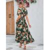 imageSimplee Womens Boho Floral Maxi Dress Flowy Casual V Neck Short Sleeve Wedding Guest Holiday Beach Long Dress1green Rose