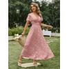 imageSimplee Womens Boho Floral Maxi Dress Flowy Casual V Neck Short Sleeve Wedding Guest Holiday Beach Long Dress1grey Pink