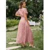 imageSimplee Womens Boho Floral Maxi Dress Flowy Casual V Neck Short Sleeve Wedding Guest Holiday Beach Long Dress1grey Pink