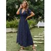 imageSimplee Womens Boho Floral Maxi Dress Flowy Casual V Neck Short Sleeve Wedding Guest Holiday Beach Long Dress1navy Blue