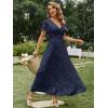 imageSimplee Womens Boho Floral Maxi Dress Flowy Casual V Neck Short Sleeve Wedding Guest Holiday Beach Long Dress1navy Blue