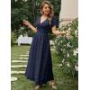 imageSimplee Womens Boho Floral Maxi Dress Flowy Casual V Neck Short Sleeve Wedding Guest Holiday Beach Long Dress1navy Blue