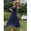 imageSimplee Womens Boho Floral Maxi Dress Flowy Casual V Neck Short Sleeve Wedding Guest Holiday Beach Long Dress1navy Blue