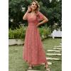imageSimplee Womens Boho Floral Maxi Dress Flowy Casual V Neck Short Sleeve Wedding Guest Holiday Beach Long Dress1rust Red