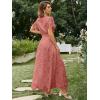 imageSimplee Womens Boho Floral Maxi Dress Flowy Casual V Neck Short Sleeve Wedding Guest Holiday Beach Long Dress1rust Red