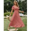 imageSimplee Womens Boho Floral Maxi Dress Flowy Casual V Neck Short Sleeve Wedding Guest Holiday Beach Long Dress1rust Red