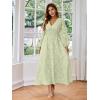 imageSimplee Womens Boho Floral Maxi Dress Flowy Casual V Neck Short Sleeve Wedding Guest Holiday Beach Long Dress1sage Green