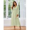 imageSimplee Womens Boho Floral Maxi Dress Flowy Casual V Neck Short Sleeve Wedding Guest Holiday Beach Long Dress1sage Green