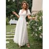 imageSimplee Womens Boho Floral Maxi Dress Flowy Casual V Neck Short Sleeve Wedding Guest Holiday Beach Long Dress1white