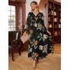 imageSimplee Womens Boho Floral Maxi Dress Flowy Casual V Neck Short Sleeve Wedding Guest Holiday Beach Long Dress2blacklong Sleeve