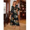 imageSimplee Womens Boho Floral Maxi Dress Flowy Casual V Neck Short Sleeve Wedding Guest Holiday Beach Long Dress2blacklong Sleeve