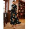 imageSimplee Womens Boho Floral Maxi Dress Flowy Casual V Neck Short Sleeve Wedding Guest Holiday Beach Long Dress2blacklong Sleeve