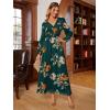 imageSimplee Womens Boho Floral Maxi Dress Flowy Casual V Neck Short Sleeve Wedding Guest Holiday Beach Long Dress2emerald Greenlong Sleeve