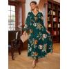 imageSimplee Womens Boho Floral Maxi Dress Flowy Casual V Neck Short Sleeve Wedding Guest Holiday Beach Long Dress2emerald Greenlong Sleeve