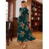 imageSimplee Womens Boho Floral Maxi Dress Flowy Casual V Neck Short Sleeve Wedding Guest Holiday Beach Long Dress2emerald Greenlong Sleeve