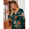 imageSimplee Womens Boho Floral Maxi Dress Flowy Casual V Neck Short Sleeve Wedding Guest Holiday Beach Long Dress2emerald Greenlong Sleeve