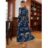 imageSimplee Womens Boho Floral Maxi Dress Flowy Casual V Neck Short Sleeve Wedding Guest Holiday Beach Long Dress2lake Bluelong Sleeve