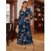 imageSimplee Womens Boho Floral Maxi Dress Flowy Casual V Neck Short Sleeve Wedding Guest Holiday Beach Long Dress2lake Bluelong Sleeve