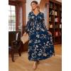 imageSimplee Womens Boho Floral Maxi Dress Flowy Casual V Neck Short Sleeve Wedding Guest Holiday Beach Long Dress2lake Bluelong Sleeve