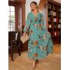 imageSimplee Womens Boho Floral Maxi Dress Flowy Casual V Neck Short Sleeve Wedding Guest Holiday Beach Long Dress2lake Greenlong Sleeve