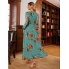 imageSimplee Womens Boho Floral Maxi Dress Flowy Casual V Neck Short Sleeve Wedding Guest Holiday Beach Long Dress2lake Greenlong Sleeve