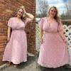 imageSimplee Womens Boho Floral Maxi Dress Flowy Casual V Neck Short Sleeve Wedding Guest Holiday Beach Long DressP1pink