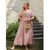imageSimplee Womens Boho Floral Maxi Dress Flowy Casual V Neck Short Sleeve Wedding Guest Holiday Beach Long DressP1pink