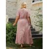 imageSimplee Womens Boho Floral Maxi Dress Flowy Casual V Neck Short Sleeve Wedding Guest Holiday Beach Long DressP1pink