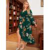 imageSimplee Womens Boho Floral Maxi Dress Flowy Casual V Neck Short Sleeve Wedding Guest Holiday Beach Long DressP2emerald Green