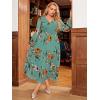 imageSimplee Womens Boho Floral Maxi Dress Flowy Casual V Neck Short Sleeve Wedding Guest Holiday Beach Long DressP2lake Green