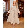 imageSimplee Womens Boho Floral Maxi Dress Flowy Casual V Neck Short Sleeve Wedding Guest Holiday Beach Long DressP2pink