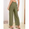imageSimplee Womens Casual Cargo Pants High Waisted Wide Leg Summer Linen Pants Baggy Trousers Pants 6 PocketsAarmy Green