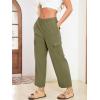 imageSimplee Womens Casual Cargo Pants High Waisted Wide Leg Summer Linen Pants Baggy Trousers Pants 6 PocketsAarmy Green