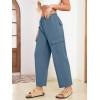 imageSimplee Womens Casual Cargo Pants High Waisted Wide Leg Summer Linen Pants Baggy Trousers Pants 6 PocketsAgreen Blue