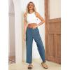 imageSimplee Womens Casual Cargo Pants High Waisted Wide Leg Summer Linen Pants Baggy Trousers Pants 6 PocketsAgreen Blue