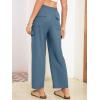 imageSimplee Womens Casual Cargo Pants High Waisted Wide Leg Summer Linen Pants Baggy Trousers Pants 6 PocketsAgreen Blue