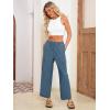 imageSimplee Womens Casual Cargo Pants High Waisted Wide Leg Summer Linen Pants Baggy Trousers Pants 6 PocketsAgreen Blue
