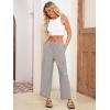 imageSimplee Womens Casual Cargo Pants High Waisted Wide Leg Summer Linen Pants Baggy Trousers Pants 6 PocketsAlight Grey