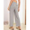 imageSimplee Womens Casual Cargo Pants High Waisted Wide Leg Summer Linen Pants Baggy Trousers Pants 6 PocketsAlight Grey