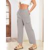 imageSimplee Womens Casual Cargo Pants High Waisted Wide Leg Summer Linen Pants Baggy Trousers Pants 6 PocketsAlight Grey
