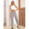 imageSimplee Womens Casual Cargo Pants High Waisted Wide Leg Summer Linen Pants Baggy Trousers Pants 6 PocketsAlight Grey