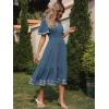 imageSimplee Womens Casual Floral Chiffon Midi Dress V Neck Empire Waist Flutter Sleeve Summer Boho Wedding Guest Dress