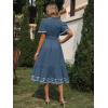 imageSimplee Womens Casual Floral Chiffon Midi Dress V Neck Empire Waist Flutter Sleeve Summer Boho Wedding Guest Dress